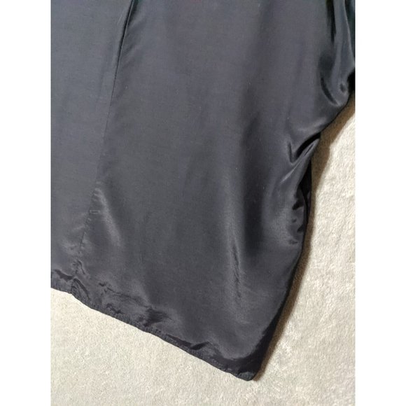 🍑VTG PETITE IMPRESSIONS 100% Rayon Women Blouse Padded Shoulder Black SIZE 14 - Picture 12 of 12